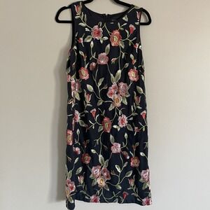 Jessica Howard JH9M7338 Navy-Multi Floral Embroidered Sleeveless Shift Dress 10